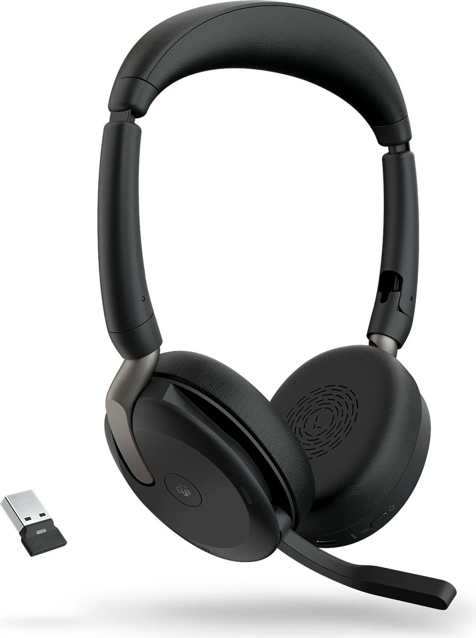 Kakovostne slušalke z mikrofonom Jabra Evolve2 65 Flex, Link380a MS Stereo, brezžično polnjenje, črne