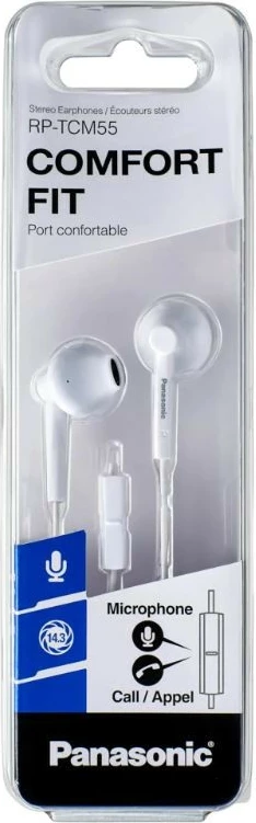 Slušalke z mikrofonom, in-ear, bele Panasonic RP-TCM55E-W