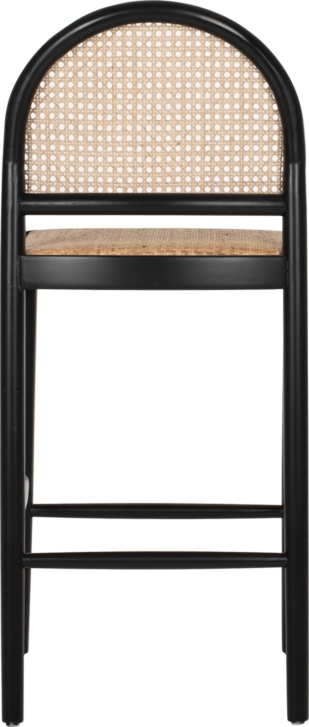 Barski stol iz bukovega lesa črne barve z ratanom v bež barvi 46Χ48Χ94Hcm.FH9408.02