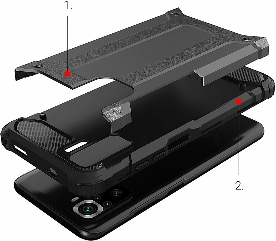 Hibridna zaščitna prevleka Hurtel za Xiaomi Redmi Note 11 Pro+ 5G / 11 Pro 5G / Mi 11i HyperCharge / Poco X4 NFC 5G, črna