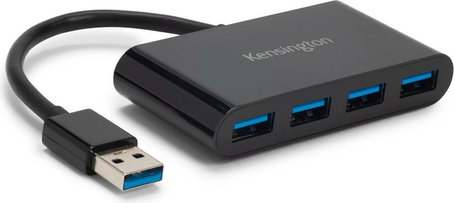 USB razdelilec 4-portni USB 3.0, Kensington, črn
