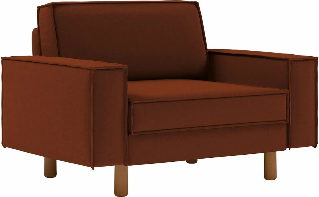 Enosedni kavč, Atelier del Sofa Sparrow Loveseat, opečno rdeč, orehove noge
