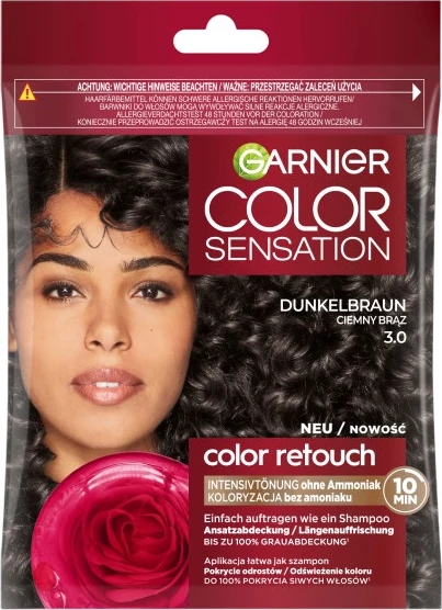 Barvni šampon za ženske Color Sensation Color Retouch 3.0, temno rjava, Garnier, 1 kos