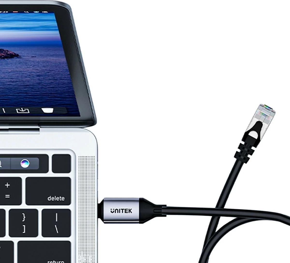 Ethernet kabel USB-C na RJ-45 Unitek, 5 m, črno-srebrn