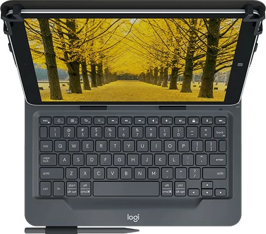 Univerzalna torbica z integrirano tipkovnico za tablice 9-10 inč, QWERTY, italijanščina, črna — Logitech