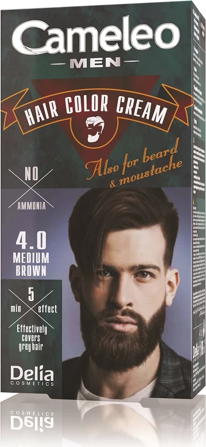 Krema za barvanje las, brade in brkov, srednje rjava 4.0, Cameleo, za moške, 30 ml
