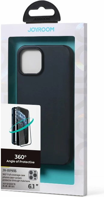 Ovitek za telefon 360° s kaljenim steklom za iPhone 13 Pro, Joyroom JR-BP935, črn