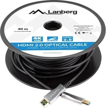 Optični kabel Lanberg CA-HDMI-20FB-0400-BK, 40 m