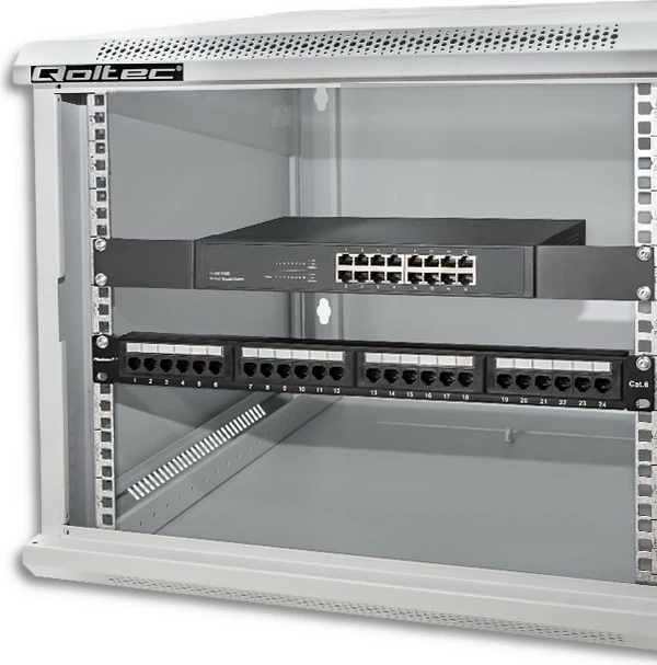 Računalniško ohišje RACK 9U, 600 x 600 x 500 mm, za na steno, sivo, Qoltec