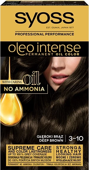 Barva za lase za ženske Syoss Oleo Intense 3-10 Deep Brown, 1 kos