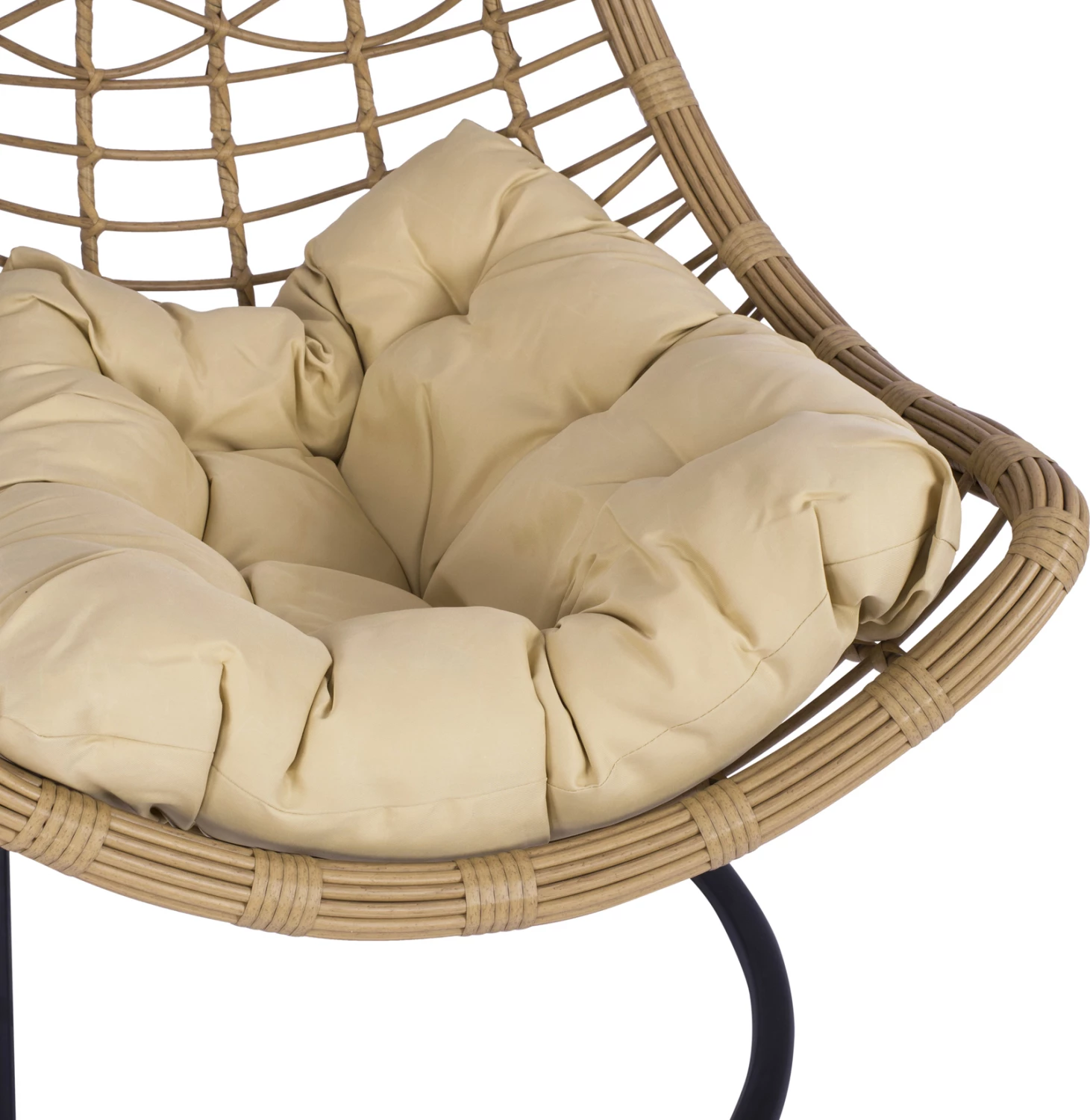 Viseče gnezdo LUCIA FH5676.01 iz bež ratana in blazin - črna kovina Φ95Χ195Hcm