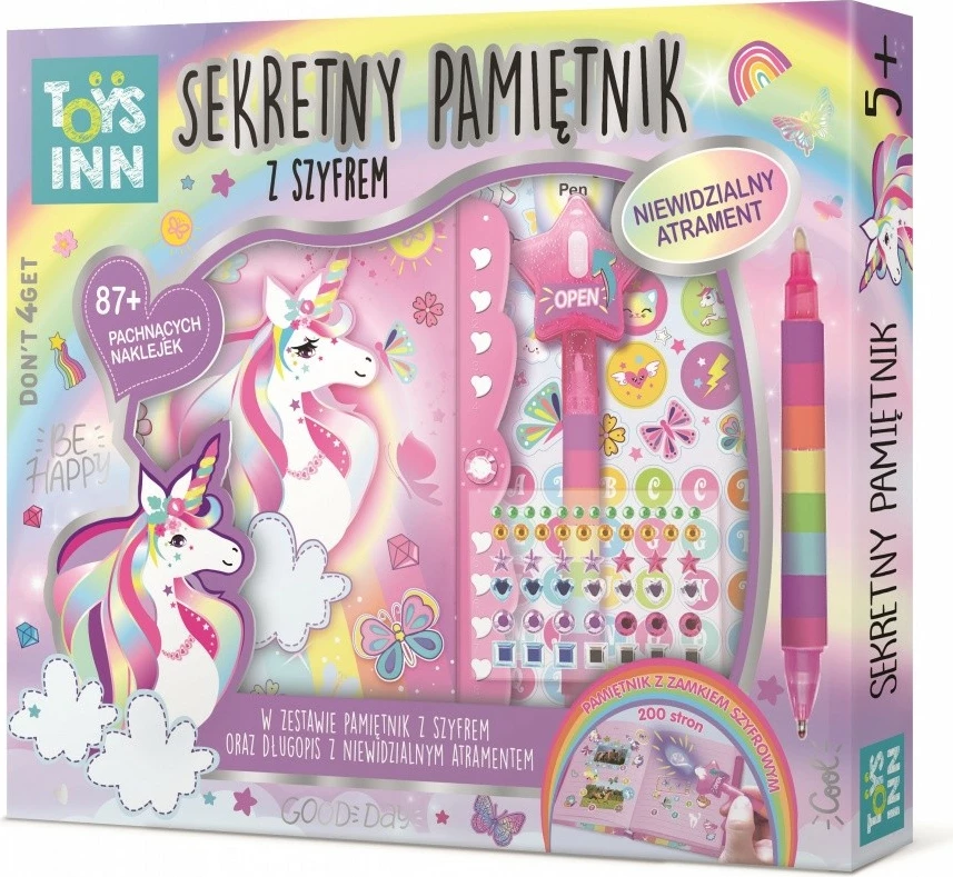 Dnevnik s kodo Stnux STN7656, z nevidnim črnilom pisalo, za deklice, rožnat