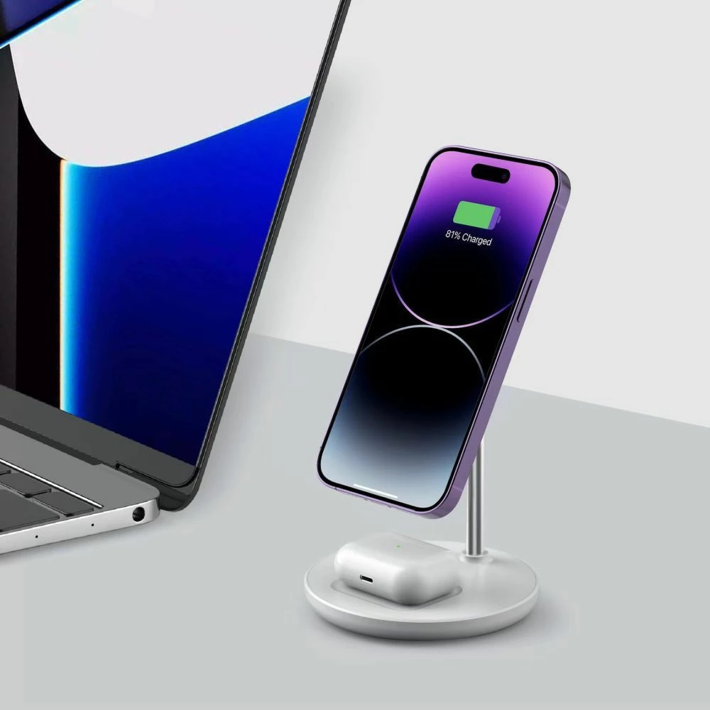 Polnilna postaja 2-v-1 za MagSafe Tech-Protect QI15W-A39, črna