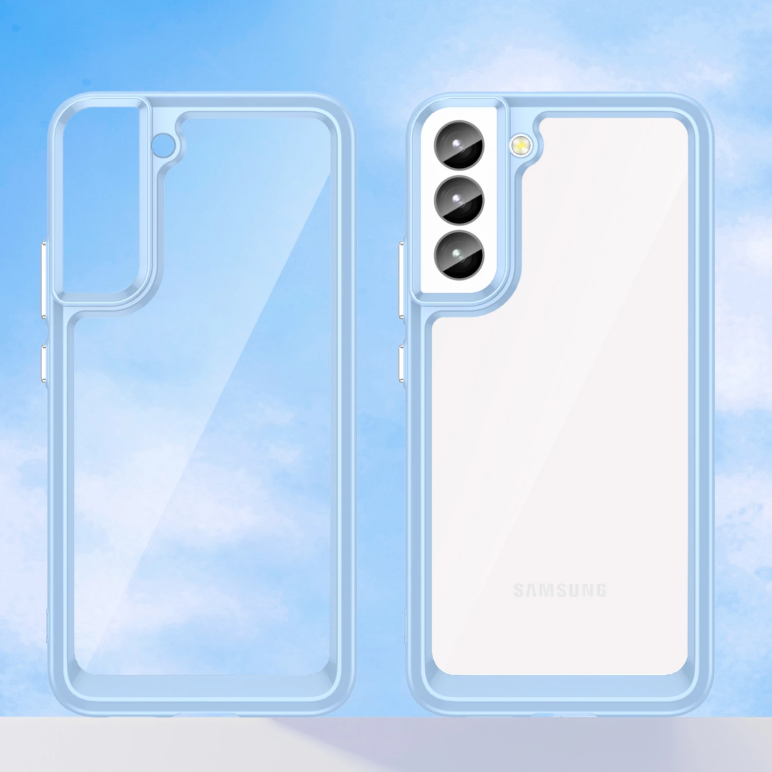Zaščitni ovitek Outer Space Hurtel za Samsung Galaxy S23+, modra, silikonska stranica in trda zadnja plošča