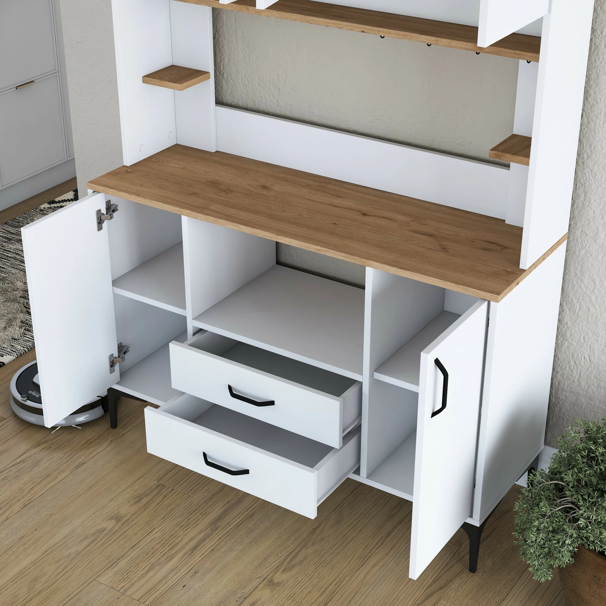 Multifunkcijski omarica Hanah Home JE168 - 3257, bela in oreškasta