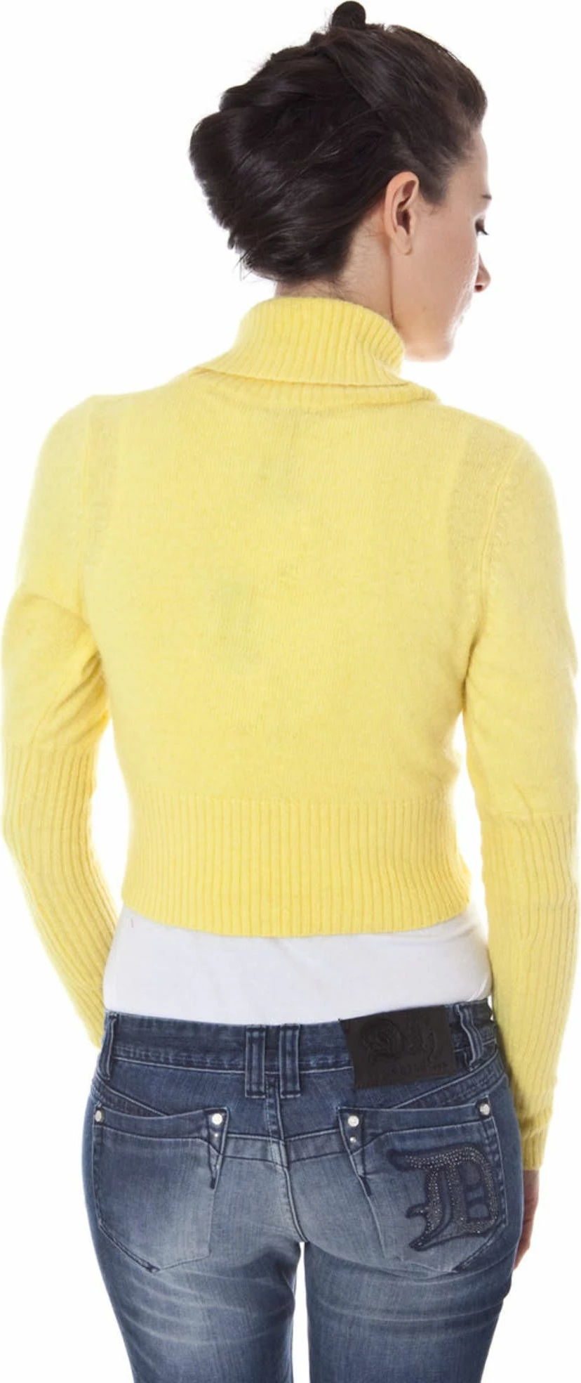 Pleten pulover shrug DATCH, ženski, rumen