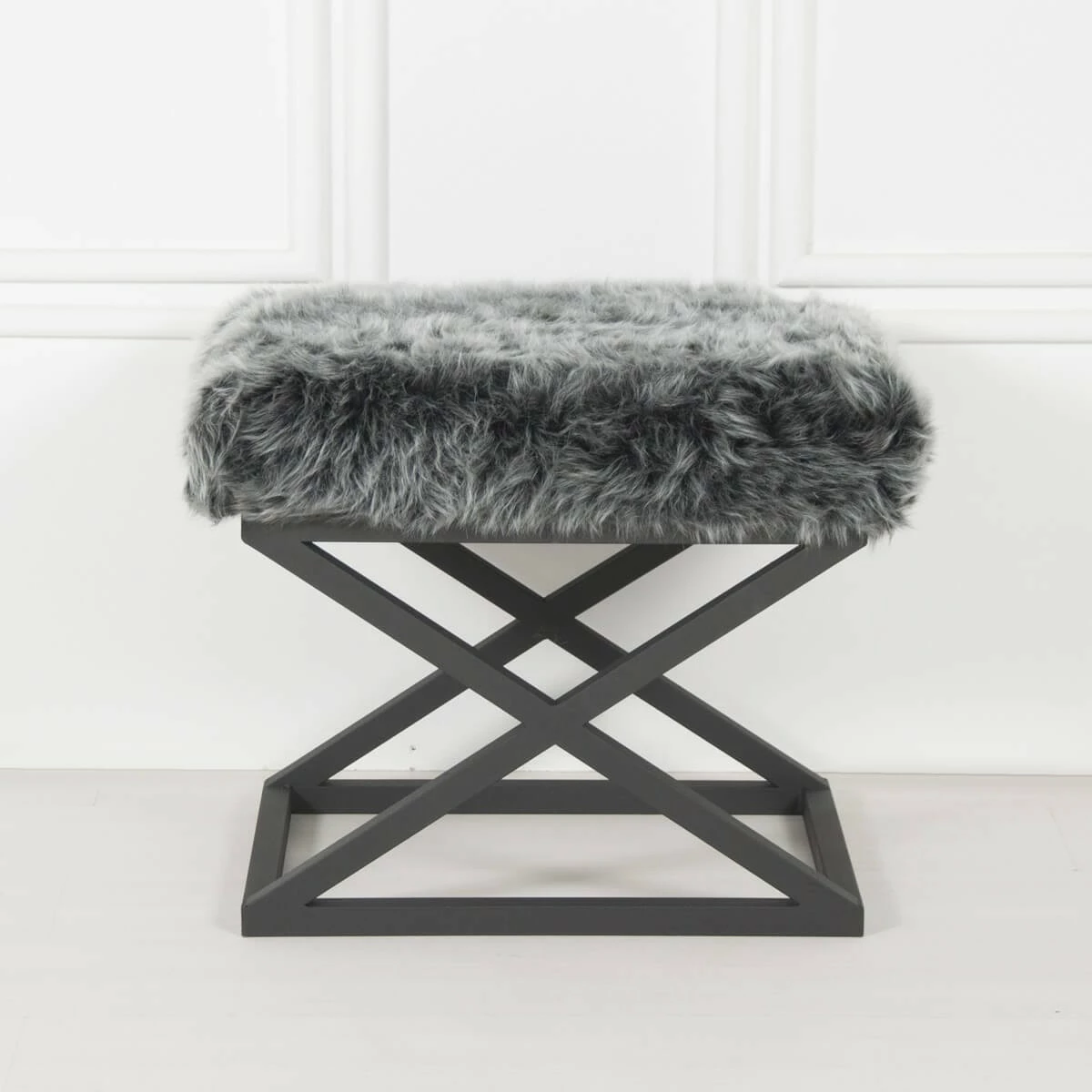 Puf iz pliša Capraz, Puf Atelier del Sofa, črn, siv