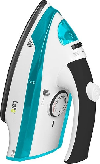 Potovalni likalnik Lafe ZPH-201, 800 W, keramična plošča, zložljiv ročaj, kabel 1,8 m, črn/moder/bel