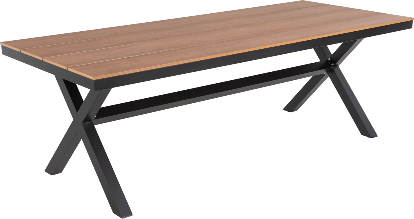 Aluminijasta pravokotna miza TAWNEE FH6039.01 antracit-poliles v naravni les 219,5x89,5x73cm