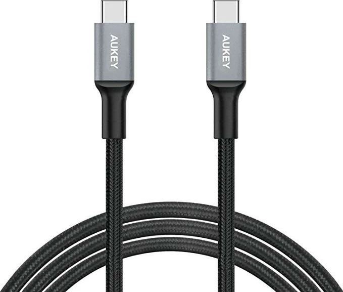 Kabel USB Type-C 2 m, 60W, najlon, črno/siv — AUKEY CB-CD6