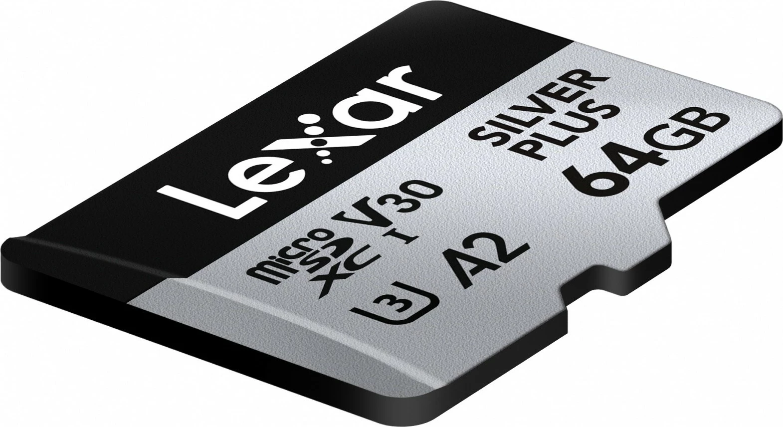 MicroSD pomnilniška kartica Lexar LMSSIPL064G-BNANG 64GB UHS-I A2 U3 V30 205/100 MB/s s SD-adapterjem Silver Plus