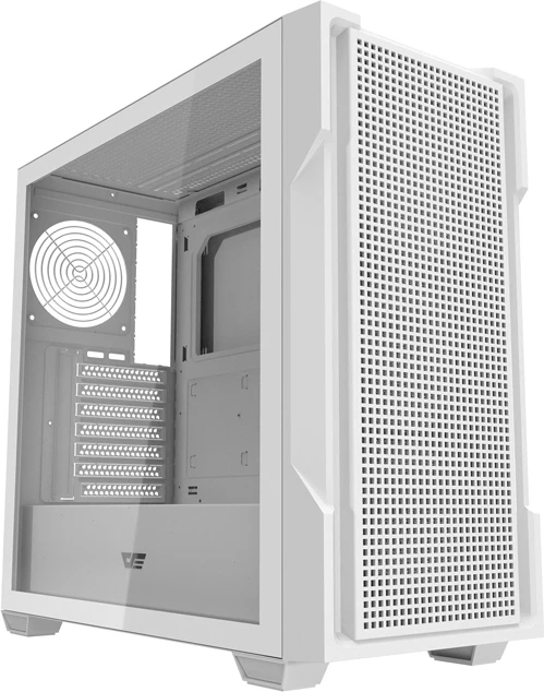 Računalniško ohišje Mesh, Darkflash DS900 ATX Midi Tower, kaljeno steklo s tečaji, do 12 ventilatorjev / radiator 360 mm, 2x2.5" + 2x3.5", brez ventilatorjev, belo
