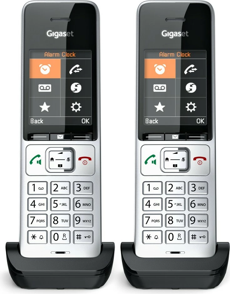 Analogni/DECT telefon COMFORT 500HX duo, Gigaset, žična slušalka, ID klica, 200 stikov, črn, srebrn