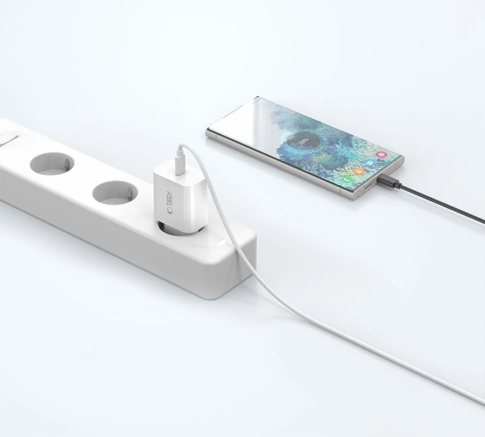Hitri USB-C polnilec 20W, Tech-Protect NC20W, bel