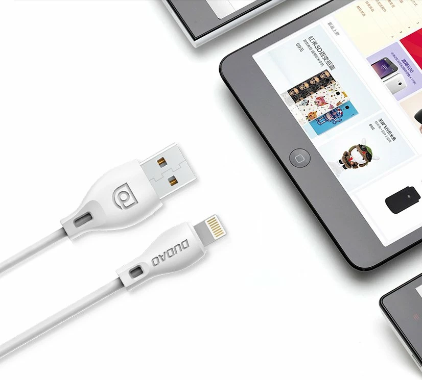 Lightning kabel, 2 m, 2,1 A, bel, Dudao L4L