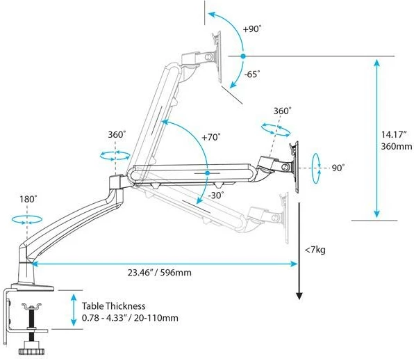 Nosilec za monitor, za 1 monitor, namizna montaža, 12–34 in, 7 kg, StarTech ARMSLIM, črn
