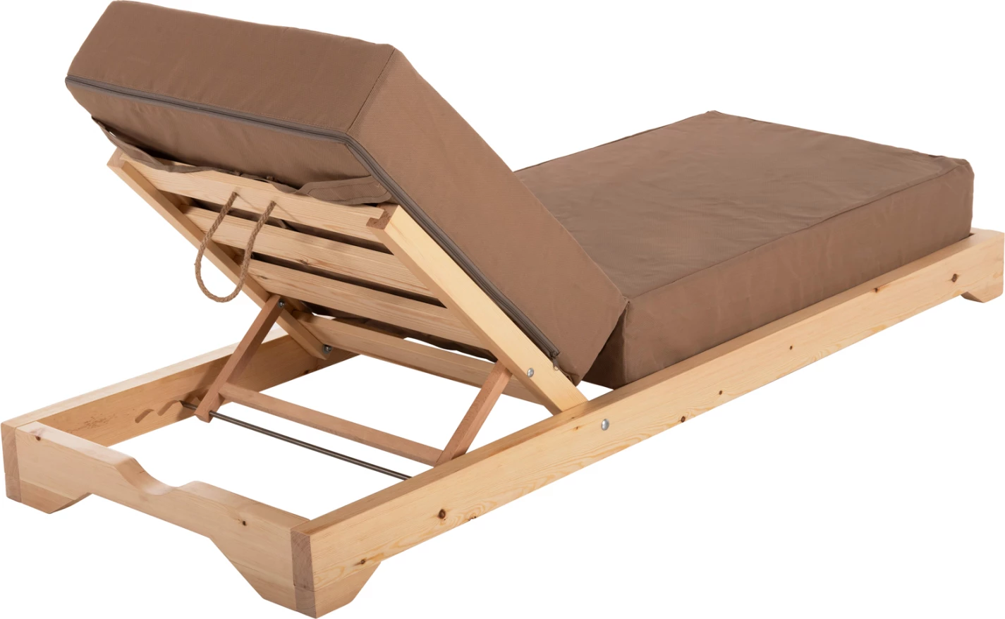 Profesionalni ležalnik za plažo IKARIA FH10623.04 iz borovega lesa v naravni barvi - tekstilene moka - blazina debeline 20 cm
