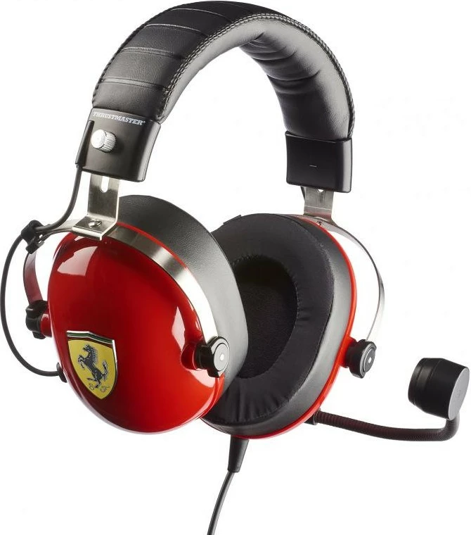 Gaming slušalke T-Racing Scuderia Ferrari DTS Thrustmaster, z mikrofonom, z žico, rdeče