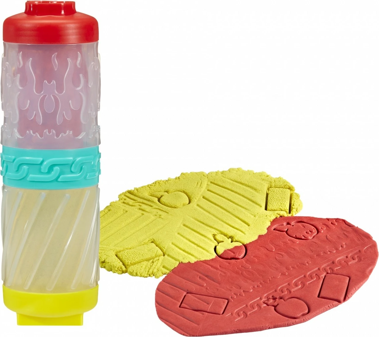 Set modelirne gline in kinetičnega peska Wonder Factory Never Dry, rdeča in rumena