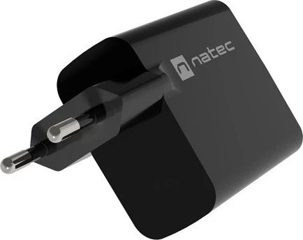 Polnilnik Natec Ribera GaN 45W z USB-A in USB-C, črn