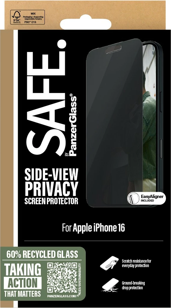 Zaščitno steklo za zasebnost PanzerGlass za iPhone 16/15, prozorno