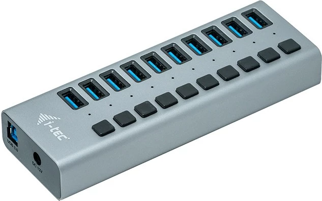 USB HUB, 10 vrat USB 3.0, aktiven, i-tec U3CHARGEHUB10, sivi