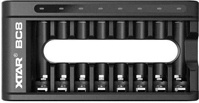 Polnilec baterij XTAR BC8, za R03/AAA in R6/AA, Li-ion 1.5V/NiMH, črn