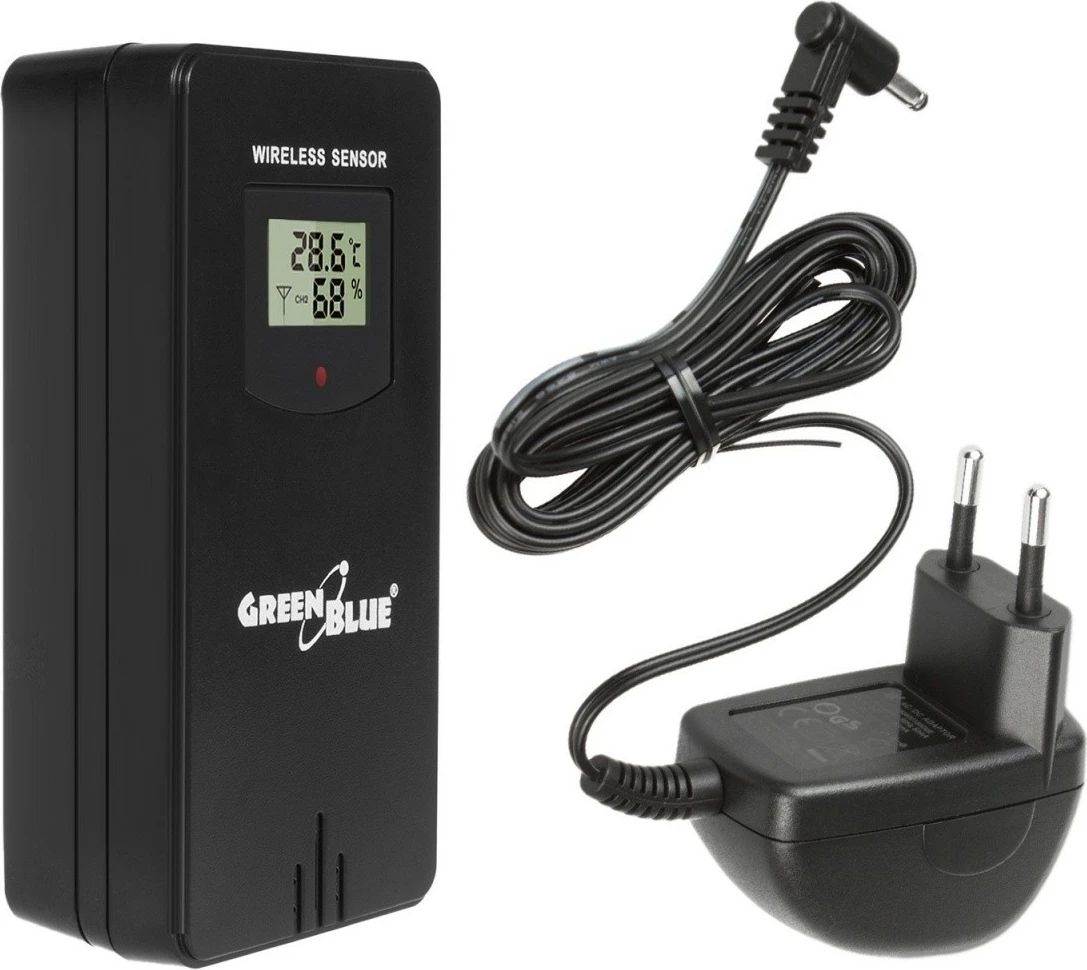 Brezžavna vremenska postaja z indikatorjem udobja GreenBlue GB540N, meritev vlažnosti, lunine faze, ura DCF, črna