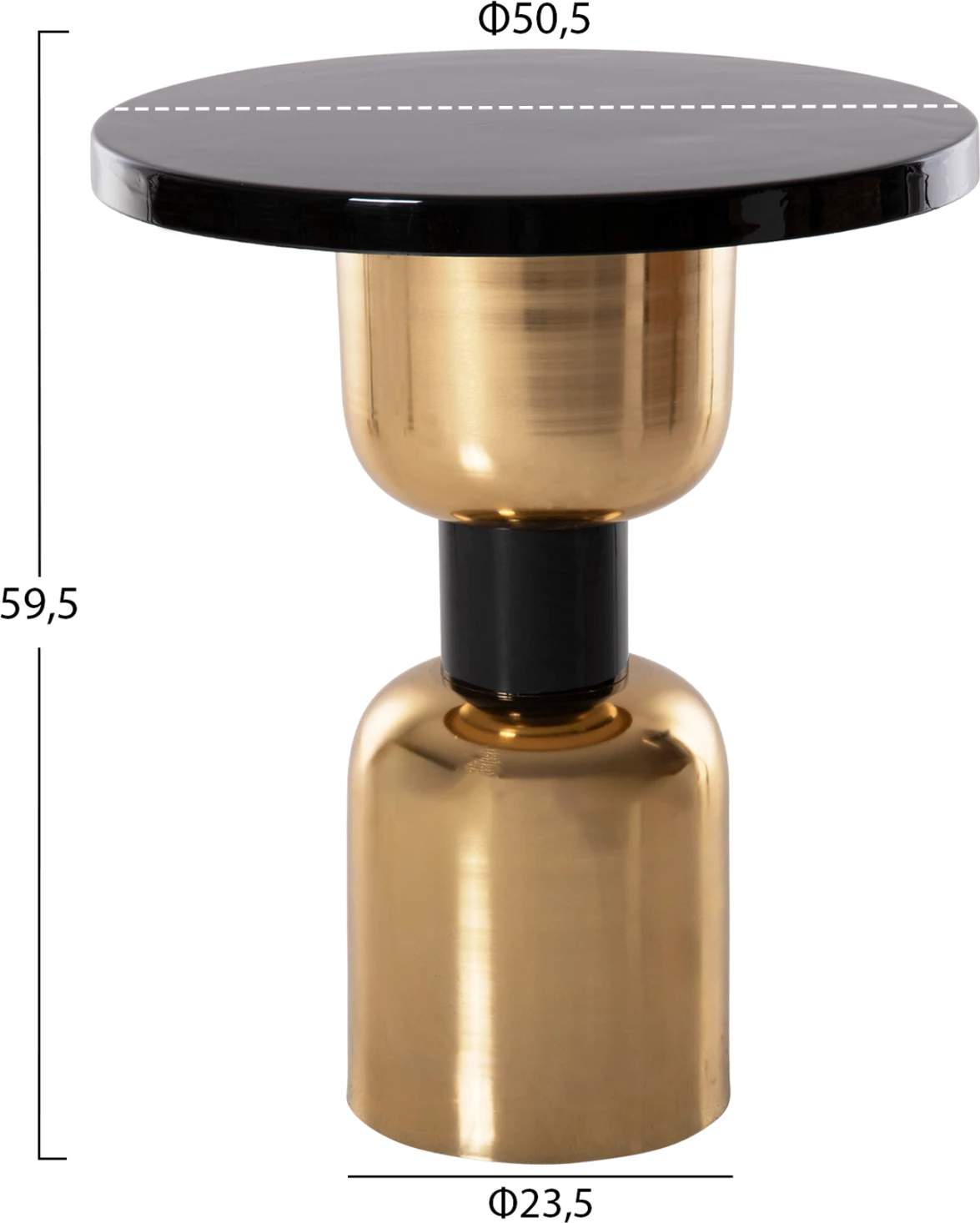 Pomožna miza SURAT FH4236.04 kovinska v črno-zlati barvi Φ50,5x59,5Hcm
