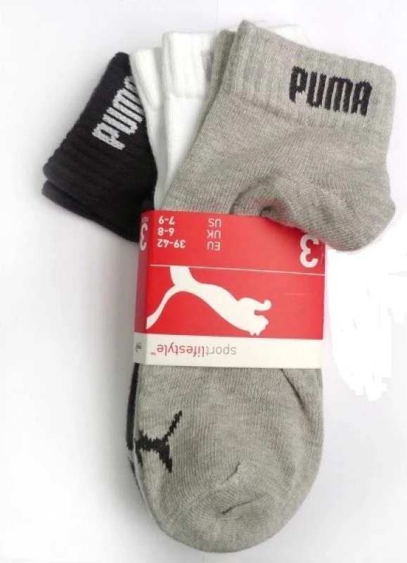 Četrtne nogavice, Puma 201104001-882, za moške in ženske, bele/črne/sive