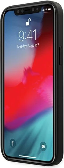 Ovitek za telefon Ferrari FEOGOHCP12LBK za iPhone 12 Pro Max 6,7", trdo ohišje, naravna koža, črn