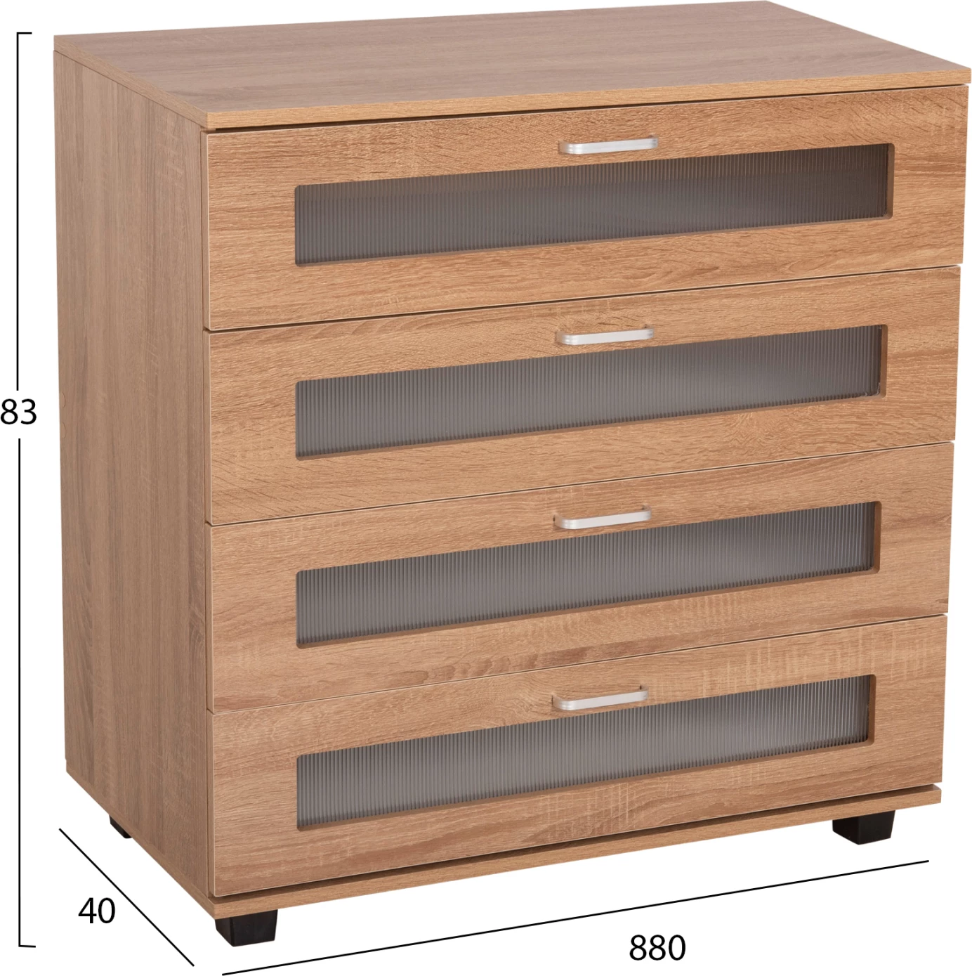 Komoda THORGAN FH9880.01 melamin v sonoma barvi - 4 predali 80Χ40Χ83Hcm