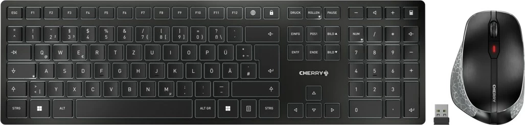 Tastatura in miška, Cherry DW 9500 SLIM, brezžično RF + Bluetooth, QWERTZ, črno-siva