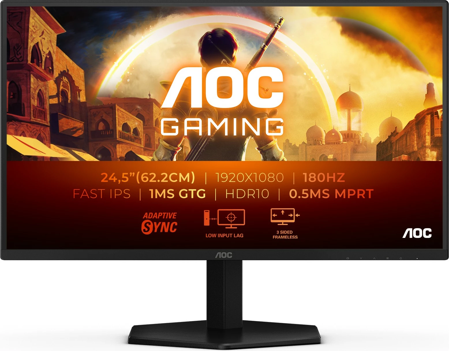 Gaming monitor 24,5" IPS, 180 Hz, 1 ms, FHD, črn - AOC 25G42E