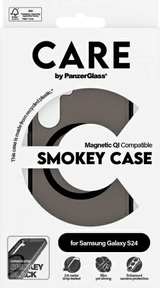 Ovitek za telefon PanzerGlass CARE Flagship QI za Samsung Galaxy S24, črn