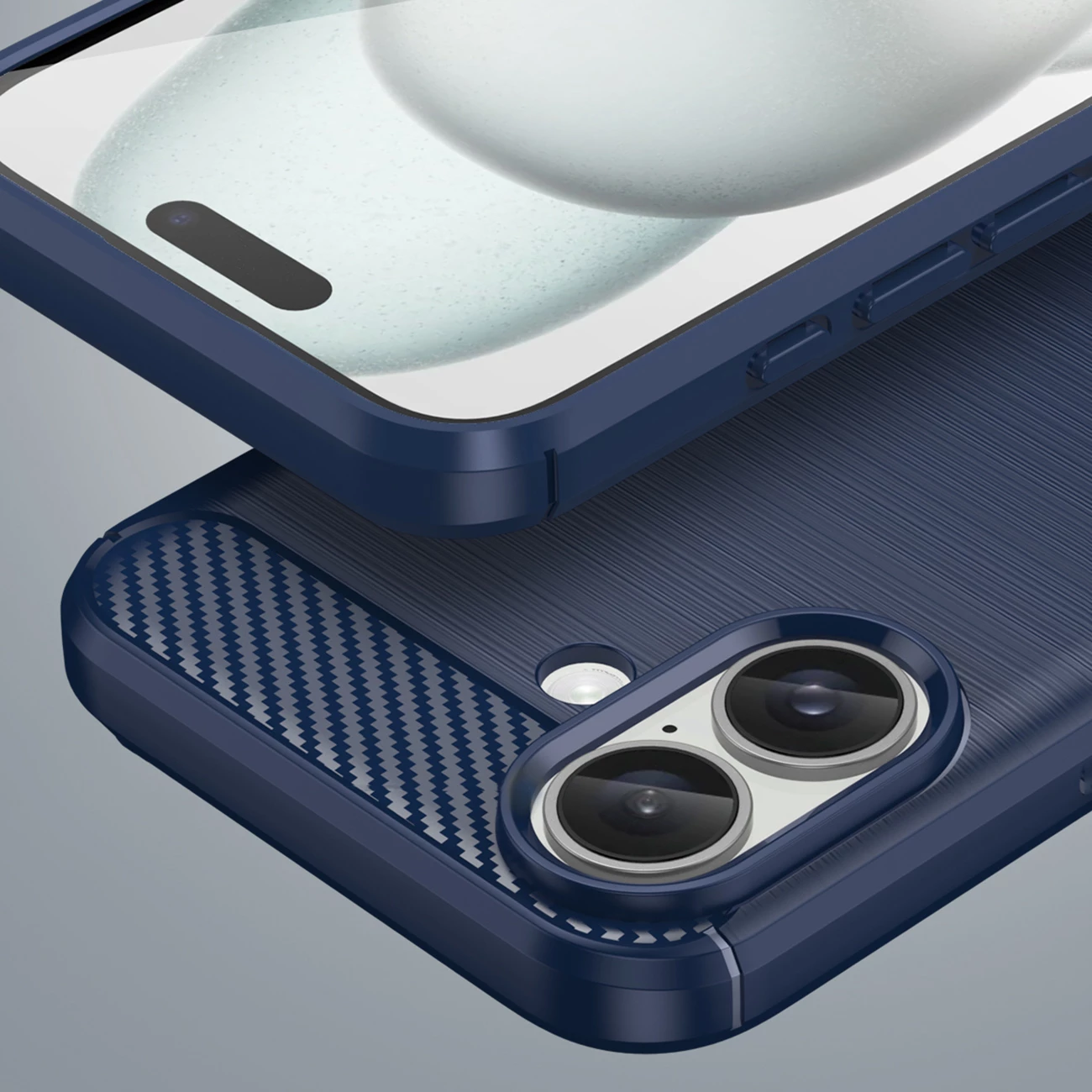 Ovitek za telefon Hurtel Carbon Case za iPhone 16 Plus, TPU, modra