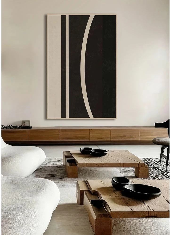 Dekorativna slika z okvirjem, platno, temno rjava, bež, naravni les, 80x120x4 cm SOLAIRE A
