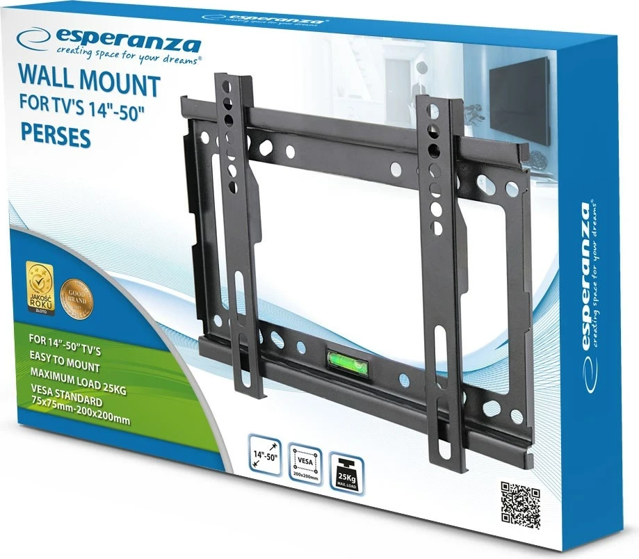Stenski nosilec za TV Esperanza ERW013, 14–50'', do 25 kg, črn