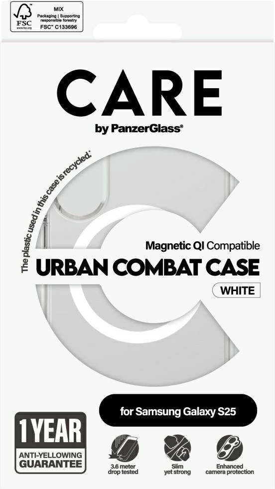 Ovitek za telefon Urban Combat PanzerGlass za Samsung Galaxy S25, prozoren