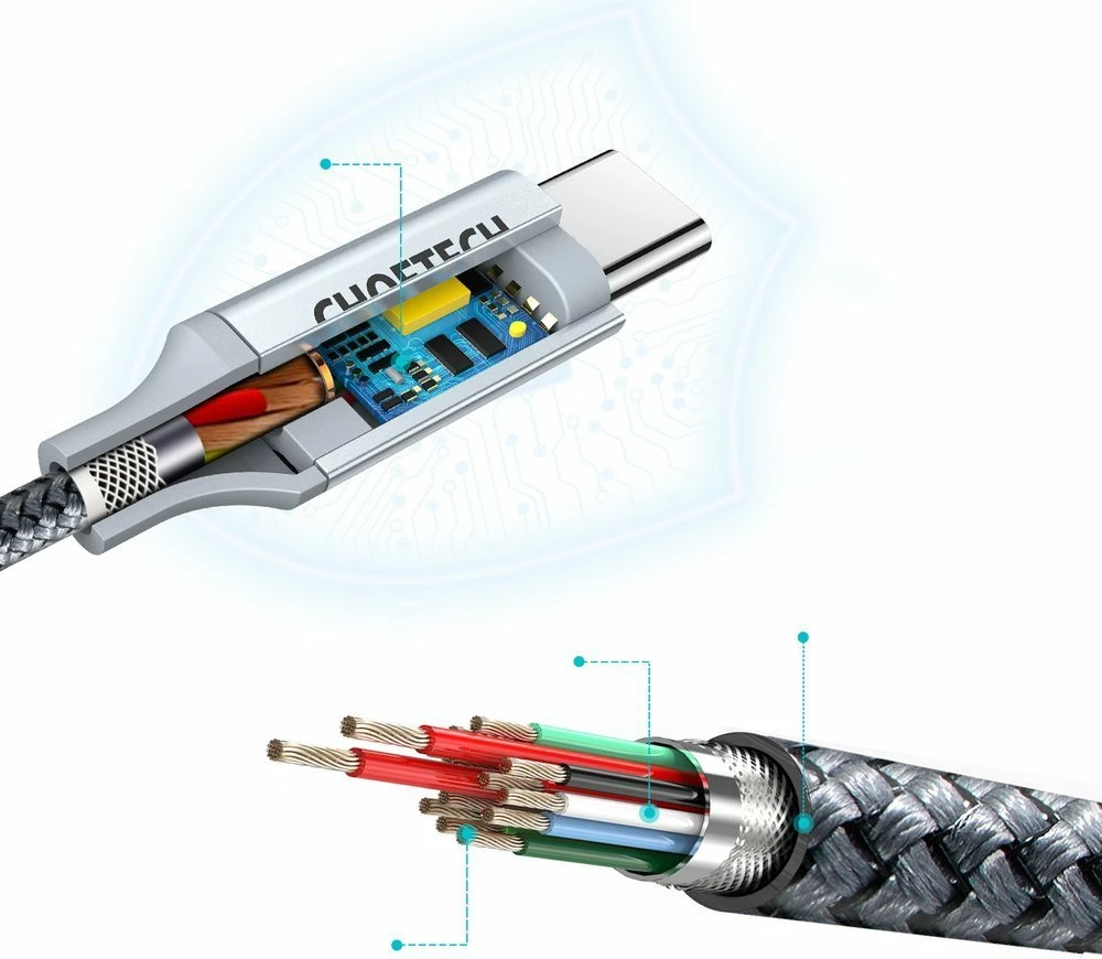 Kabel USB-C v USB-C Choetech XCC-1002-GY, 1,8 m, 100 W, siv
